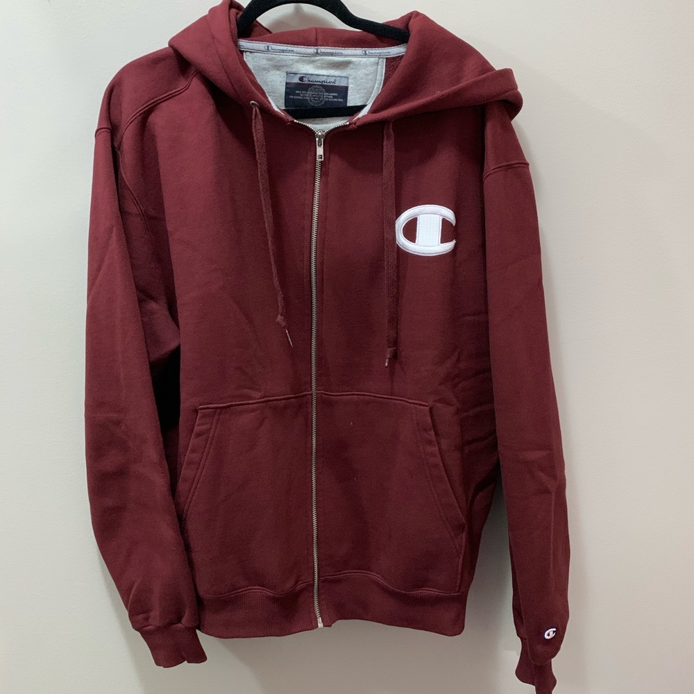 Champion Burgundy Reverse Weave Zip Up Hoodie